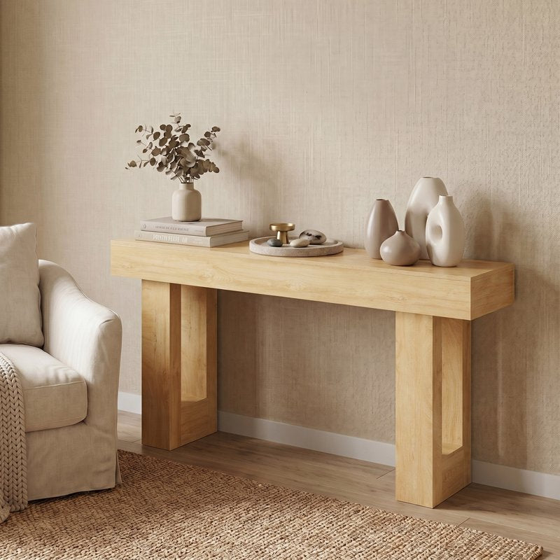 63-Inch Rustic Console Table - Multi-Purpose Storage for Entryway & Living Room