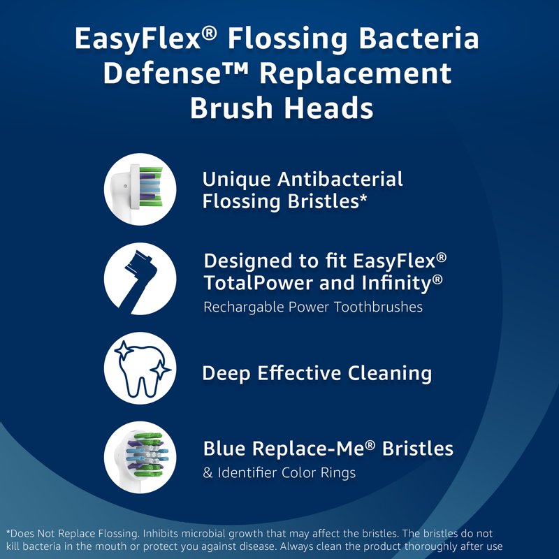Flossing Bacteria Defense Electric Toothbrush Replacement Heads - 2 Count
