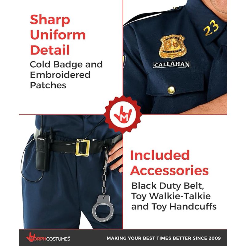 Police Officer Mens Halloween Costume - Large, Blue, Morph Brand - Variation of L