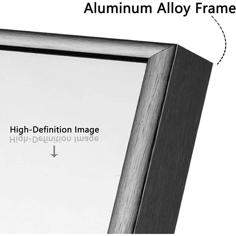 Large 47x22 Inch Wall Mirror - Black Aluminum Frame, Shatterproof & Wall-Mounted