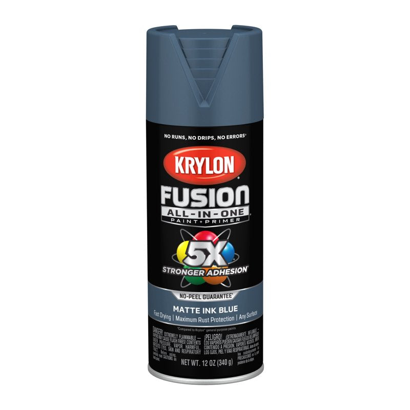 Krylon Fusion All-In-One Spray Paint - Matte Ink Blue, 6 Pack