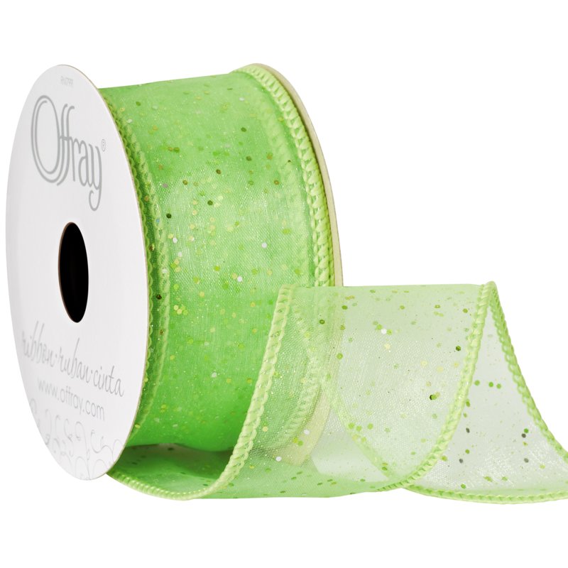 Green Wired Edge Sheer Ribbon 1.5 Inch x 9 Feet - 3 Pack