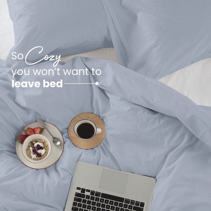 Organic Cotton Light Blue King Comforter Set - EcoPure 3-Piece