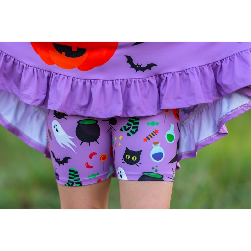 Girls Purple Flutter Sleeve Dress & Matching Short Set - Size 12