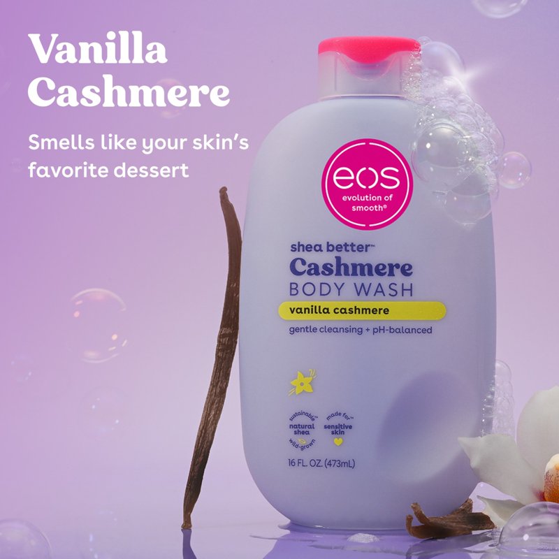 Vanilla Cashmere Moisturizing Body Wash - Shea Butter Creamy Gel Formula