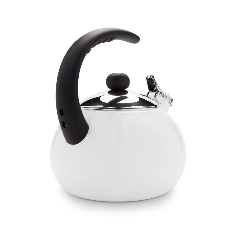 White Porcelain Enamel Tea Kettle - 2.5 Quart