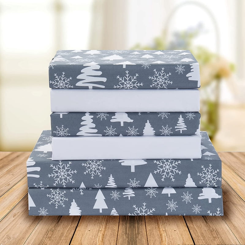 Holiday Pattern 1500 Thread Count Bed Sheet Set - Full Christmas Tree Design - Wrinkle-Resistant Bedding