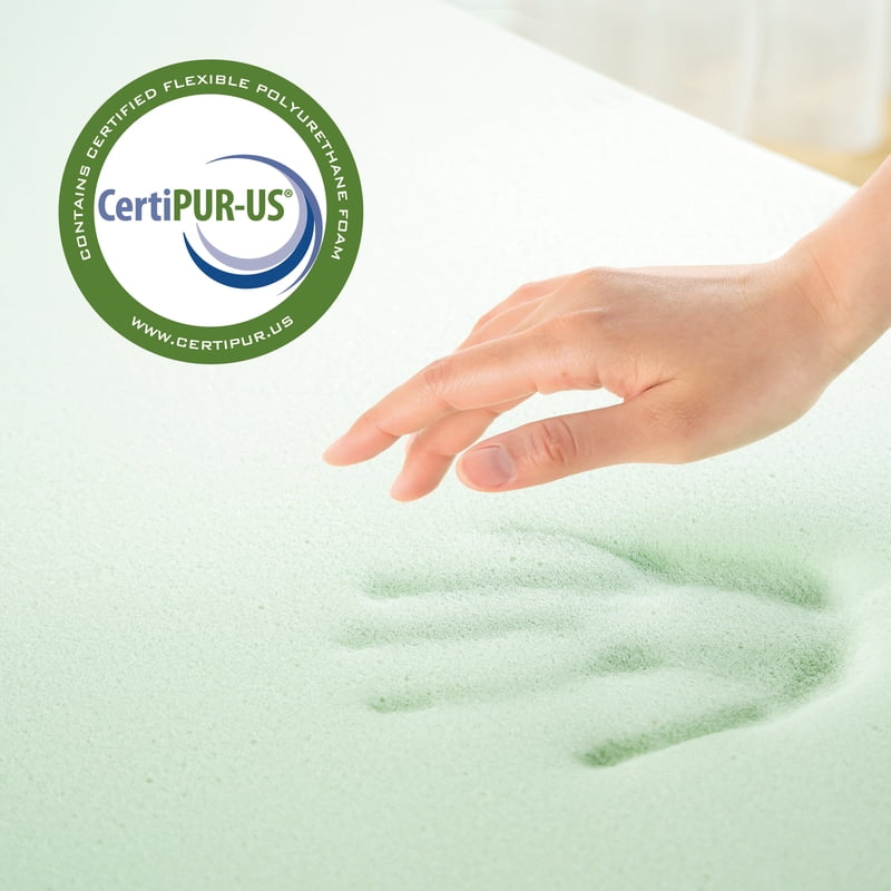 King Green Tea Memory Foam Mattress Topper - 4 Inch, Odor-Absorbing Support