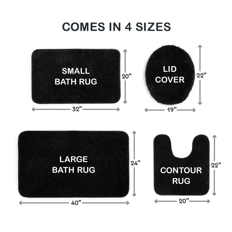 Bath Rug 20 x 32 Inches - Non-Slip Polyester Bathroom Mat - Black - Variation of THIS listing