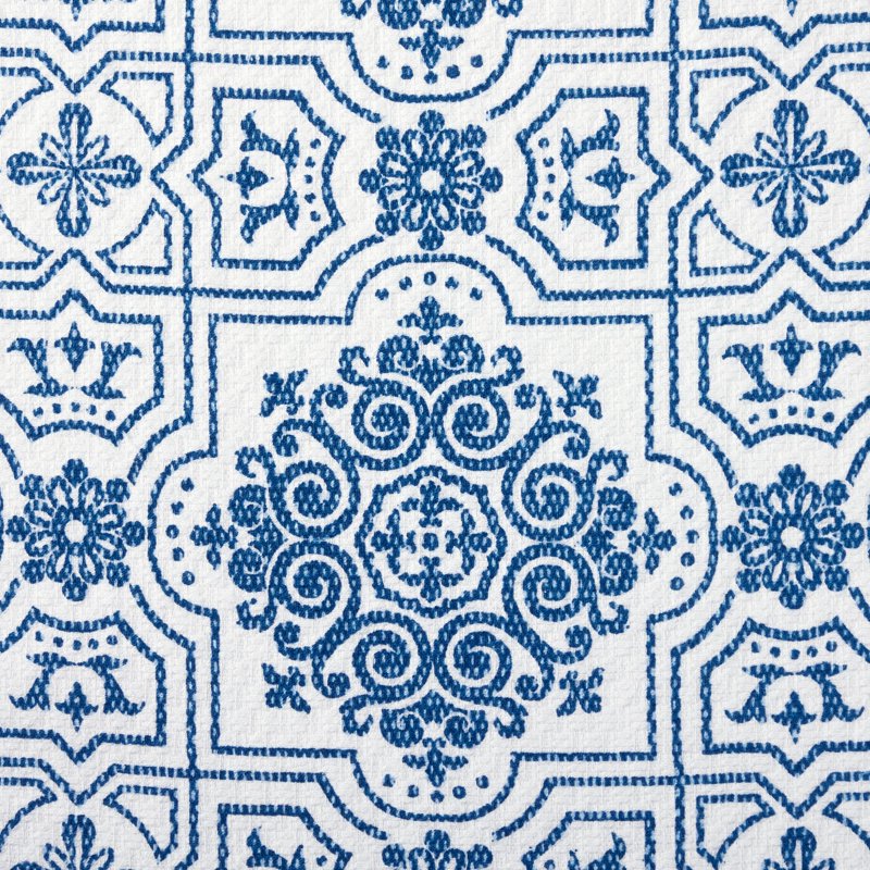 Stripe Medallion Cotton Kitchen Towel Set, 2-Piece - Blue