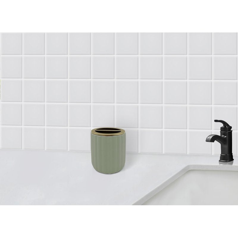 Ceramic Toothbrush Holder - Green, Modern Bathroom Organizer - Beautiful by Drew Barrymore