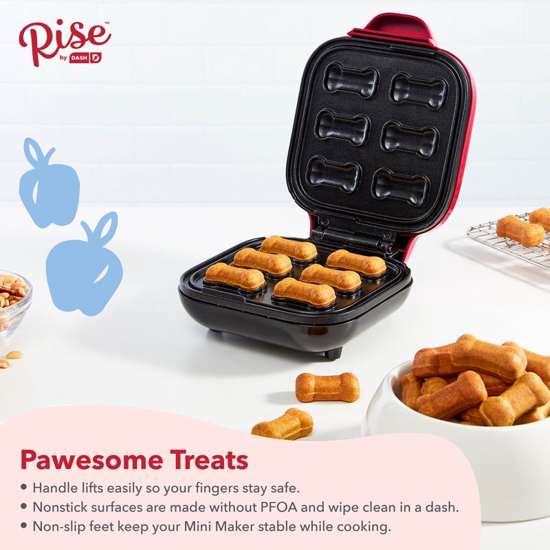 Dog Treat Maker - Makes 6 Bone-Shaped Treats - Nonstick Kitchen Appliance