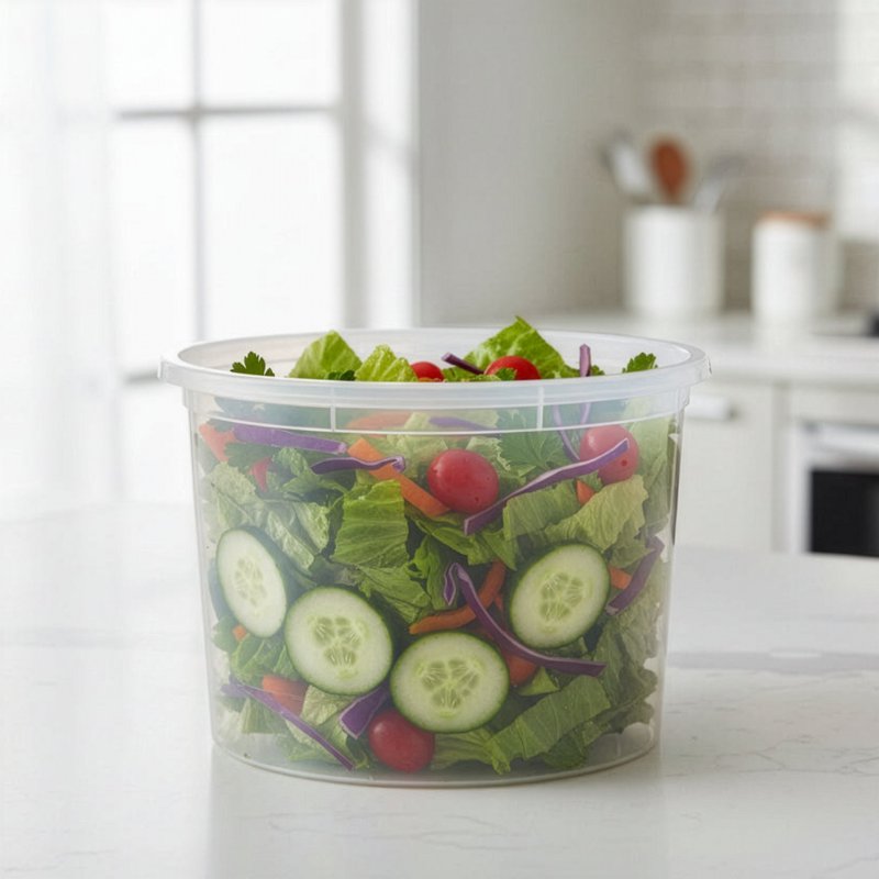 64 oz Plastic Deli Containers - 3 Pack, Leak-Resistant
