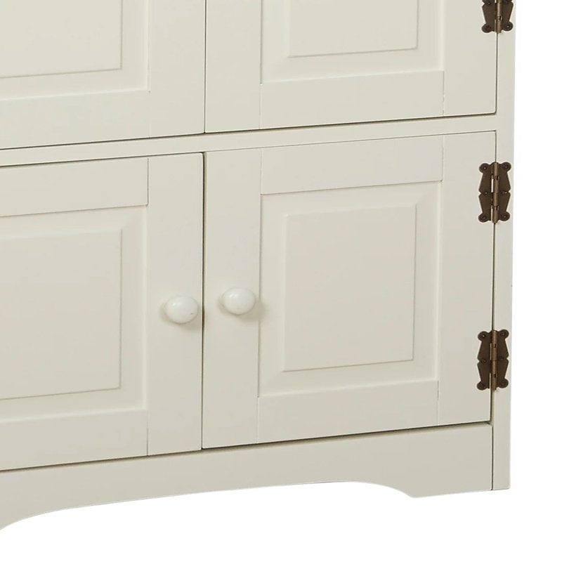 Contemporary 4-Door Vertical Wall Cabinet with Shelves - White