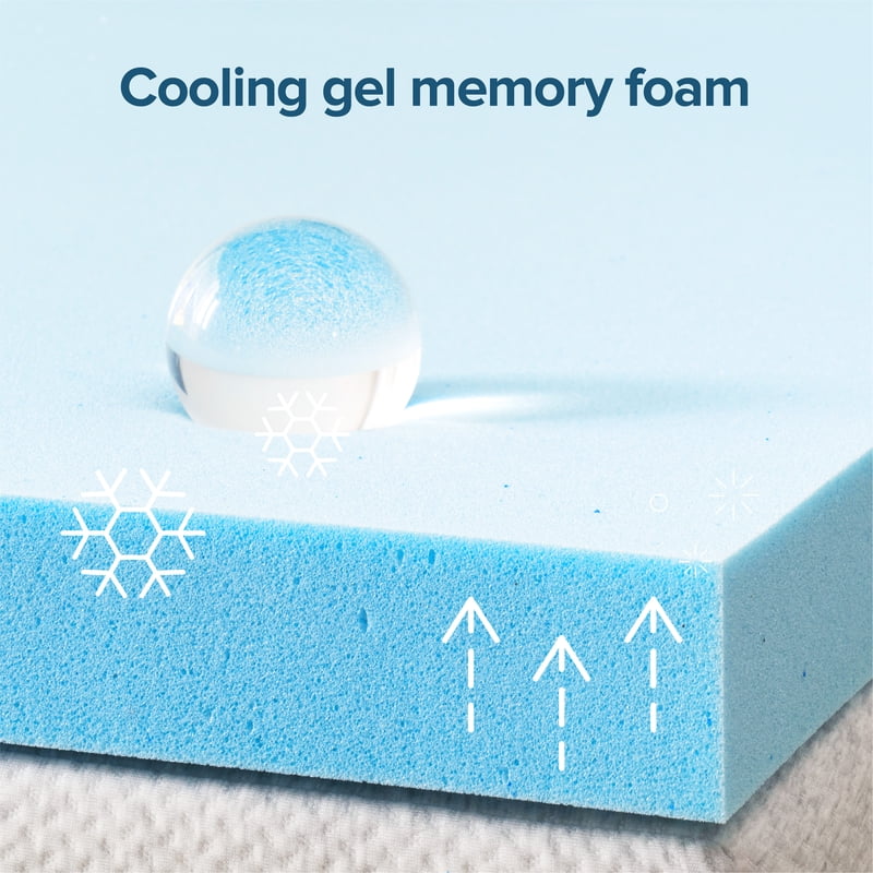 Cooling Gel Memory Foam Mattress Topper Twin XL - Green Tea & Active Charcoal