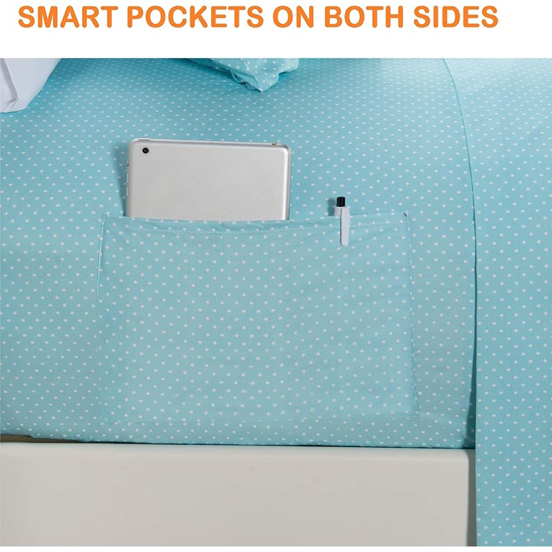 Polkadot Pattern Percale Bedding Set King Aqua - Elegant Comfort