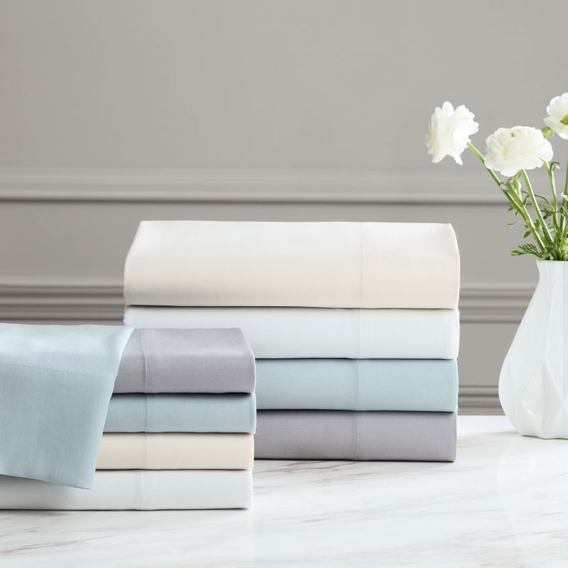 King Blue Lyocell & Linen Blend Percale Bed Sheet Set - Hotel Style