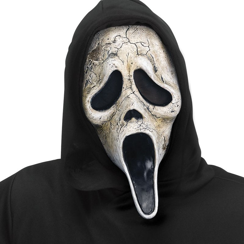 Adult Ghost Face Halloween Costume 3-Piece Set with Mask and Hooded Robe