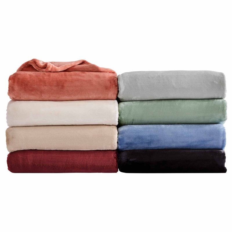 Full/Queen Velvet Plush Bed Blanket - Silver, Cozy Reversible Bedding
