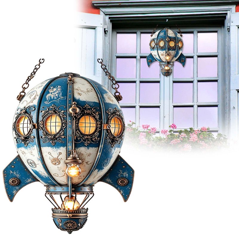 Hot Air Balloon Acrylic Ornament - Window & Garden Hanging Decor - Variation 031