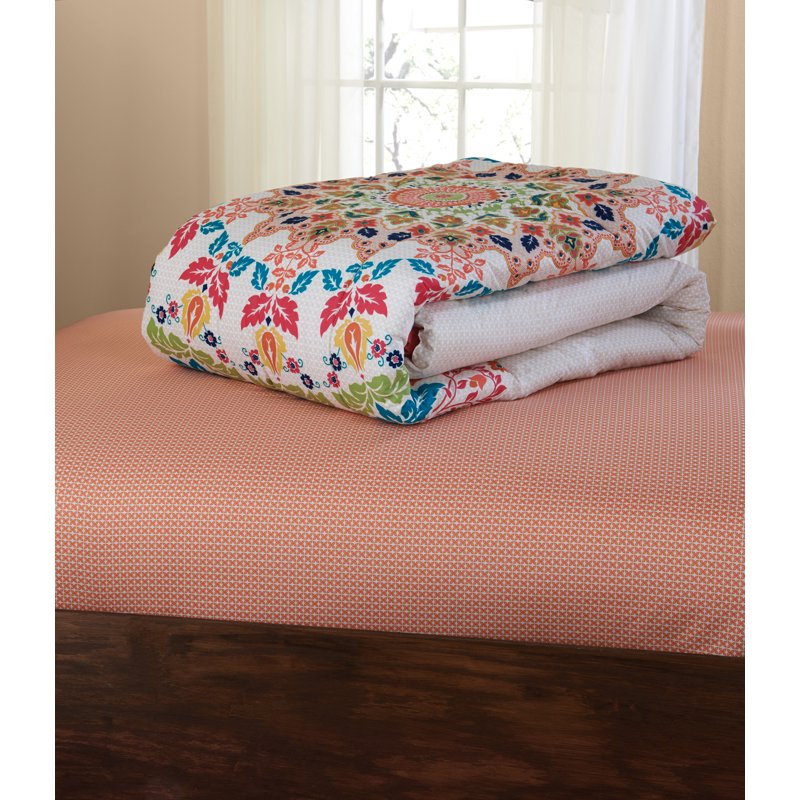 Full Coral Medallion 8-Piece Bed-in-a-Bag Comforter Set with Sheets