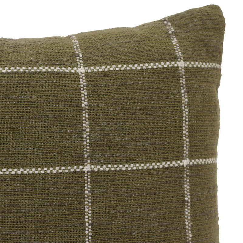 Olive Windowpane Throw Pillow 18x18 Decorative Cushion for Home