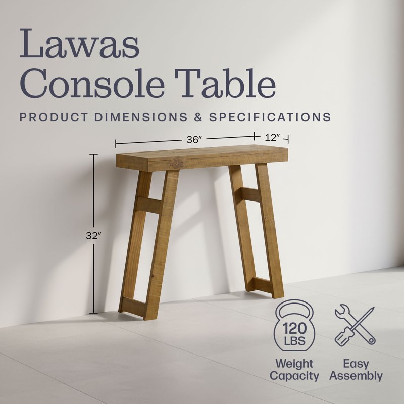 36-Inch Solid Wood Console Table for Entryway - Narrow Design