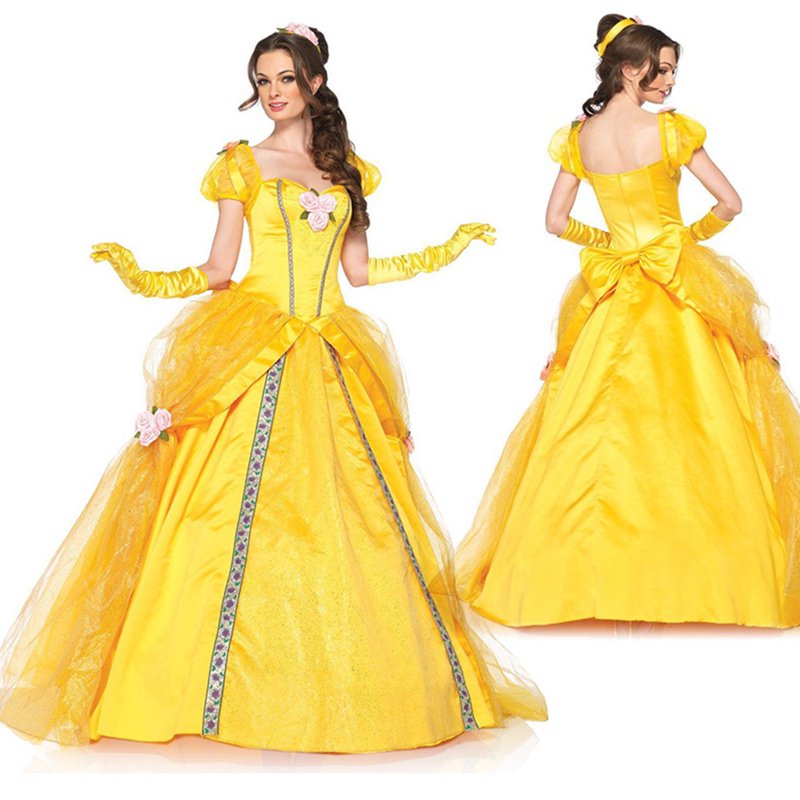 Women's Yellow Off-Shoulder Princess Ball Gown Costume - S Variation