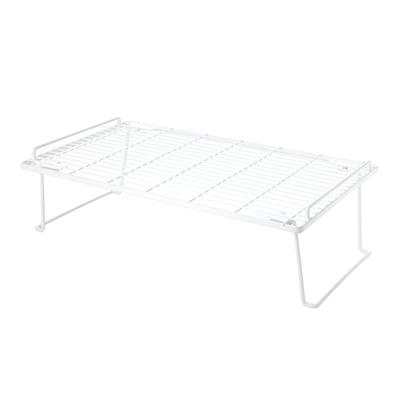 (2 Pack) Metal Wire Stacking Shelf Organizer for Kitchen & Pantry Storage - 22x10x7 White