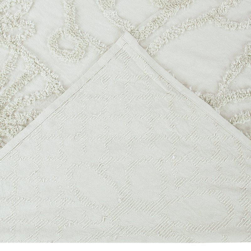 Queen Bedspread Set - Ivory 3-Piece Chenille Bedding Comforter & Shams