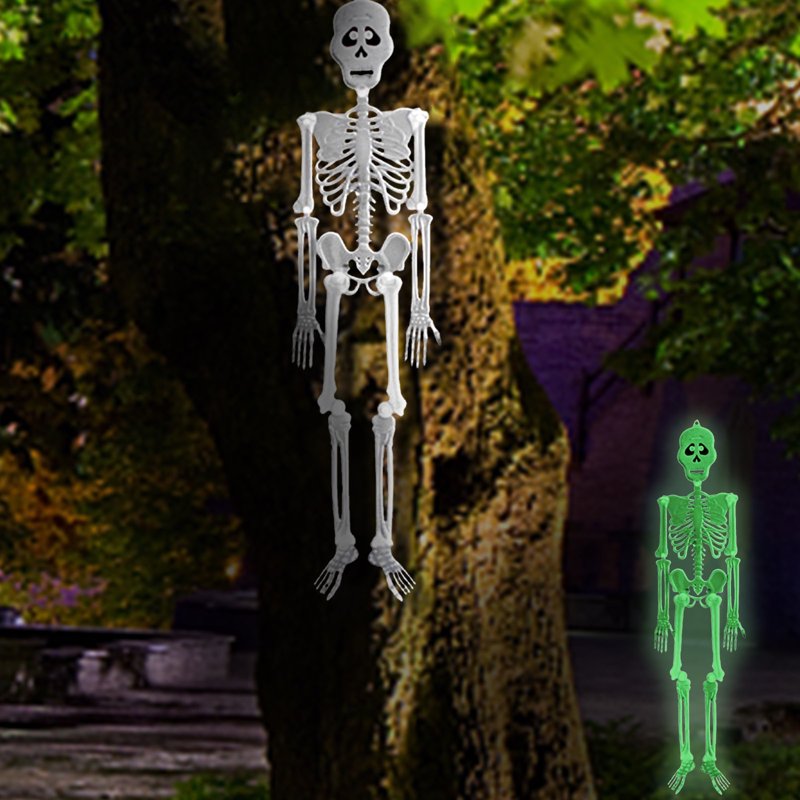 Luminous Skeleton Halloween Prop Full Body Bones with Movable Joints - Indoor Outdoor Decor