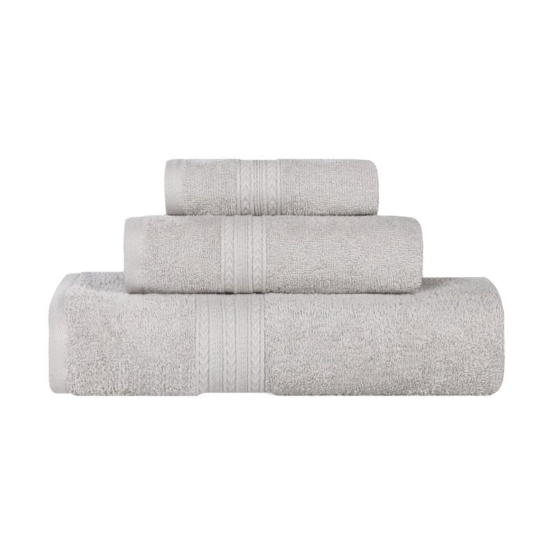 Silver Eco-Friendly Cotton 3-Piece Towel Set - Recycled & Absorbent