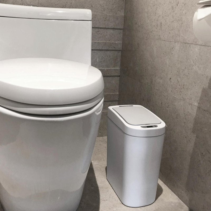 Automatic Bathroom Trash Can with Motion Sensor & Bags - White