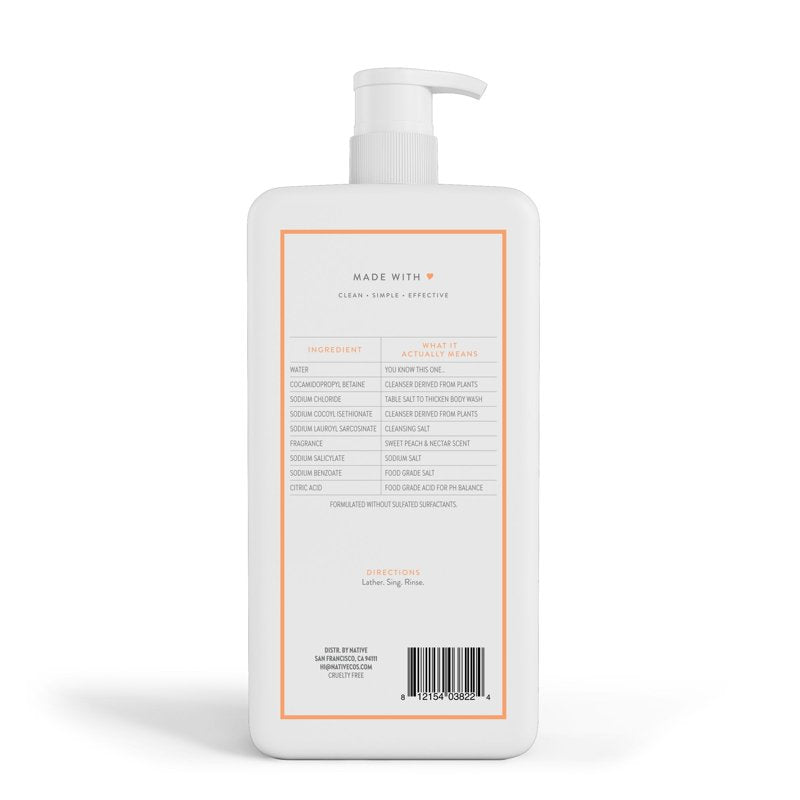 Sulfate Free Body Wash - Sweet Peach & Nectar, 36 fl oz