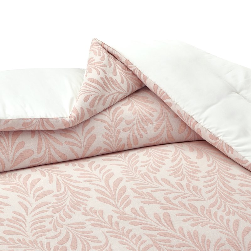 King Botanical Comforter Set with Shams - Blush 3-Piece Bedding