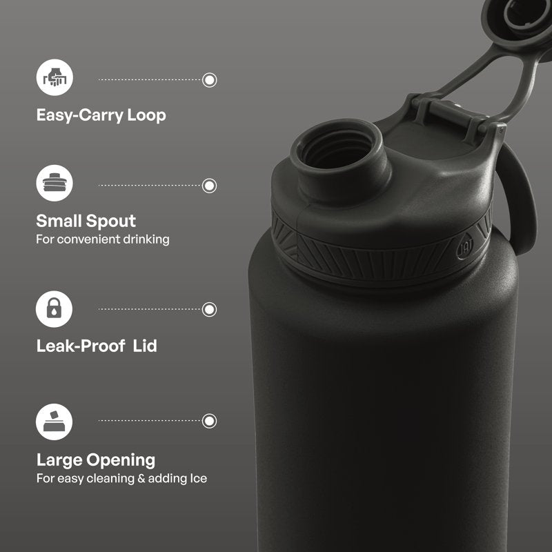 40 oz Insulated Stainless Steel Water Bottle - Black