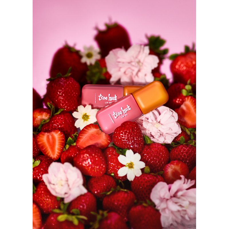 Strawberry Hydrating Lip Oil - Sheer Tint High-Shine Gloss, 0.16 fl oz