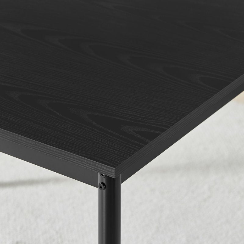 Compact Black Rectangular Dining Table for 4 - Steel Base