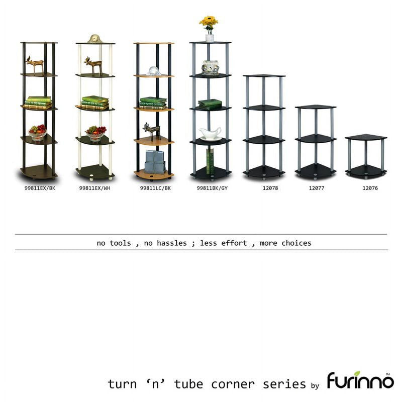 4-Shelf Freestanding Shelving Unit - 11.6" x 11.6" x 43.5" - Black/Gray