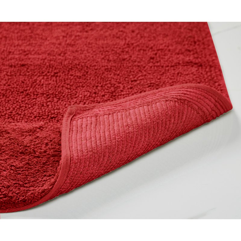 U-Shape Cotton Toilet Rug - Non Slip Contour Bath Mat, 20x20 Red