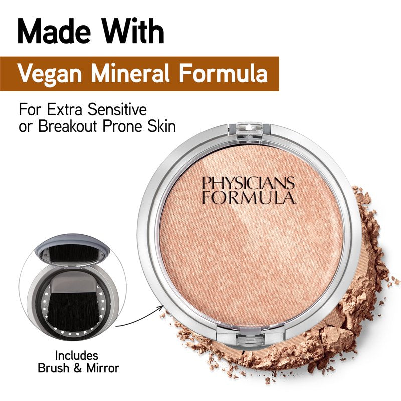 Talc-Free Mineral Face Powder for Sensitive Skin with Mirror and Brush