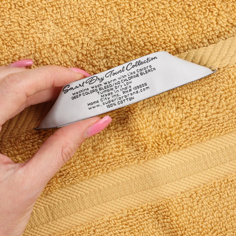 Superior Smart Dry 6-Piece Cotton Towel Set - Gold, Quick Dry, Soft