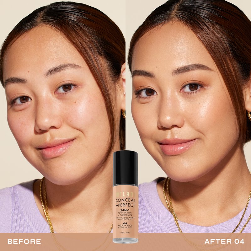 2-in-1 Foundation and Concealer - Medium Beige, Longwear Formula