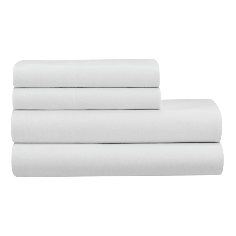 Hotel Style 4-Piece White Lyocell & Linen Bed Sheet Set - King