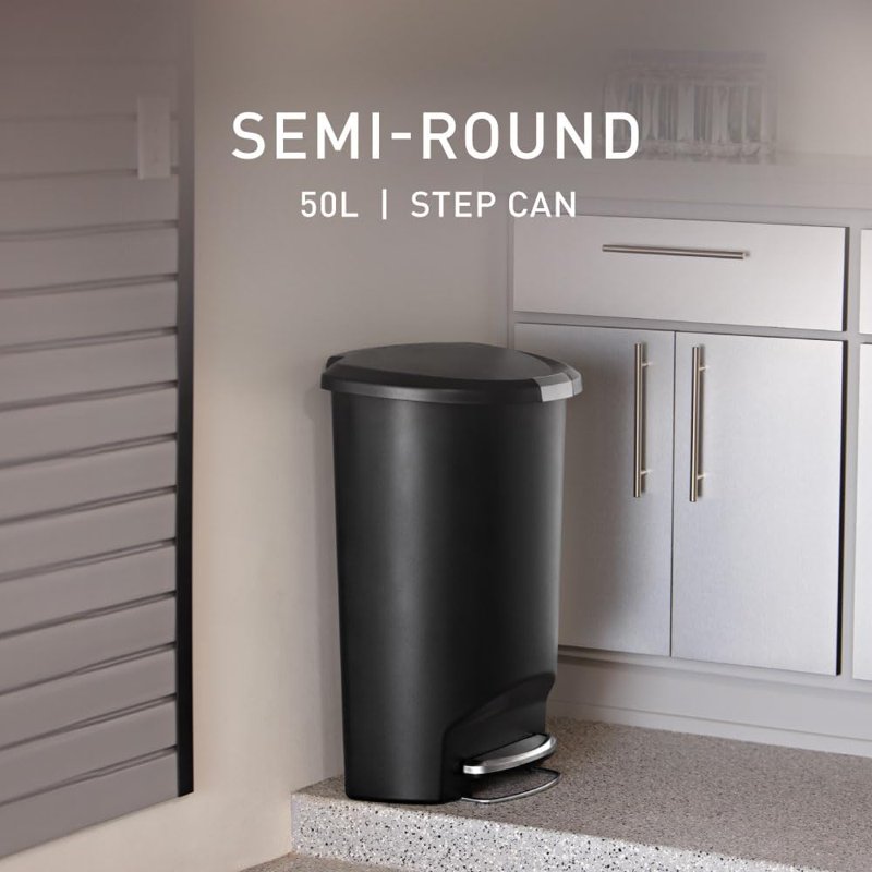 13 Gallon Semi-Round Trash Can with 60 Code P Trash Bags - Black