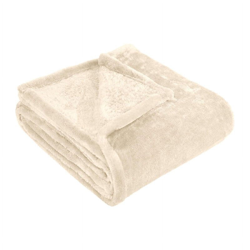 Superior Super Soft Plush Fleece Blanket 90x90 Full/Queen Ivory - Cozy Bed & Couch Throw
