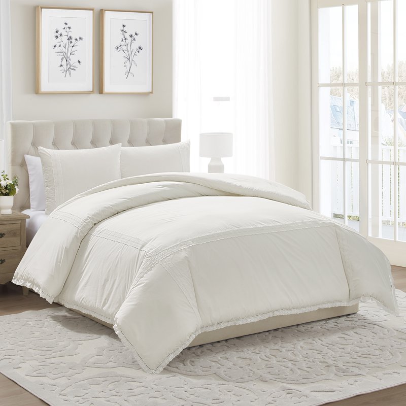 My Texas House Ivory Lace Applique Comforter Set - Full/Queen 3-Piece