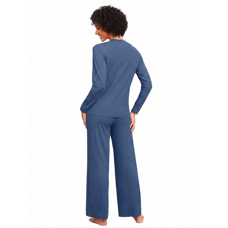 Couple Pajama Set for Women XL - Soft Matching Sleepwear with Pockets - Gray Blue