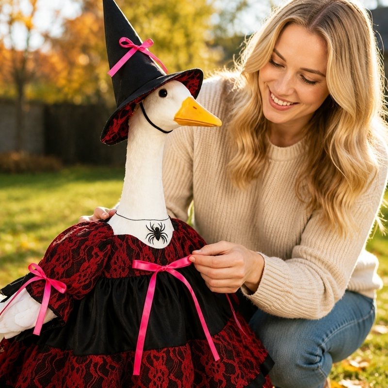 Halloween Pumpkin Dress for Lawn Geese - Fall Yard Decor I