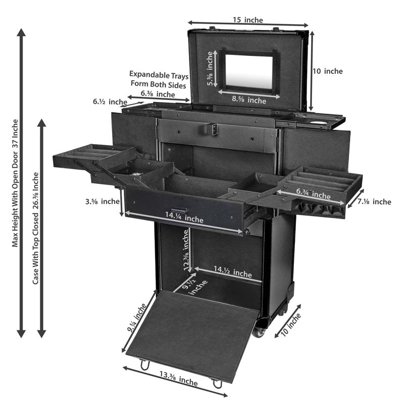 Pro Makeup Artists Multifunction Cosmetics Trolley Case - Large